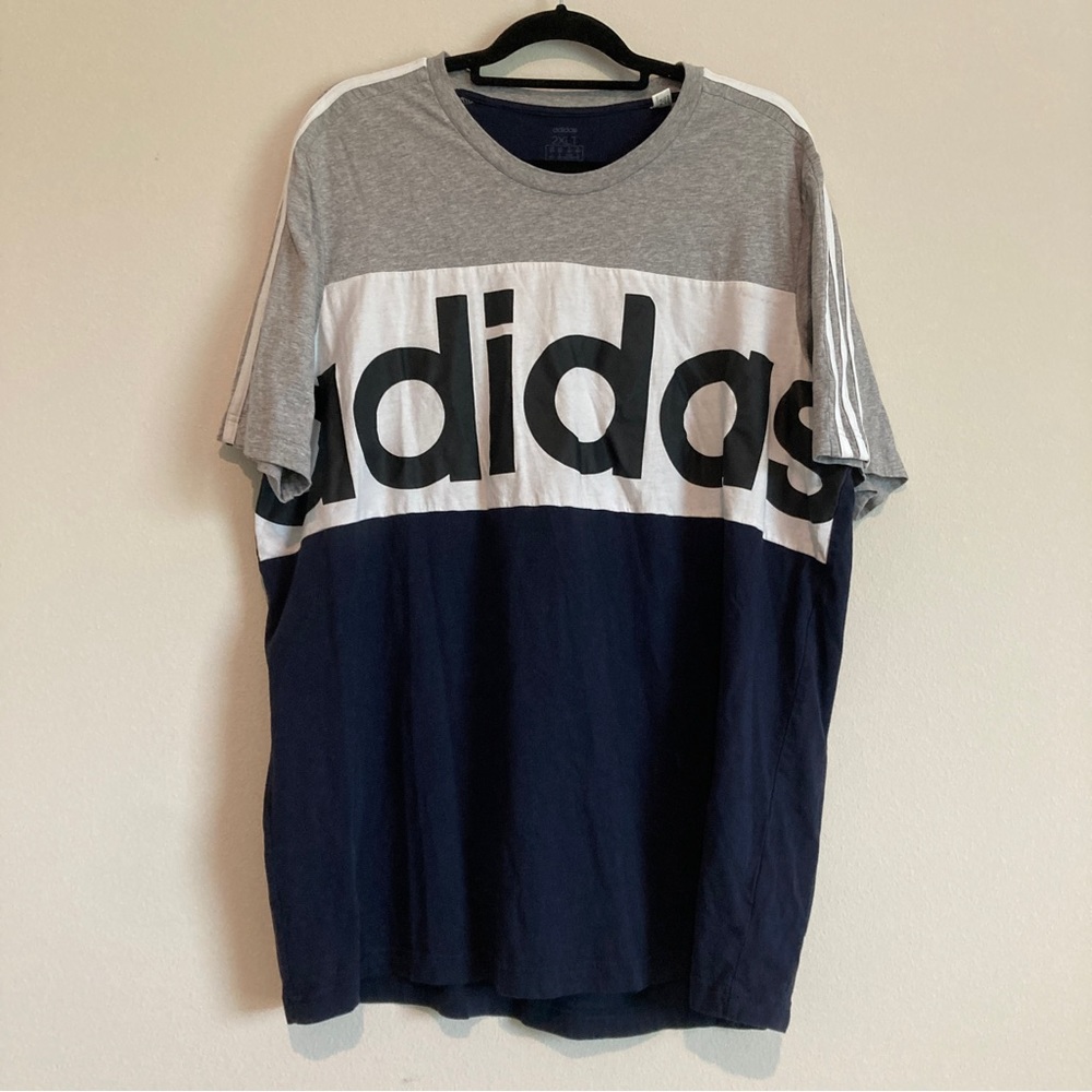 Adidas Color Blocked Men's Size 2XLT Black grey white Adidas on front Great cond